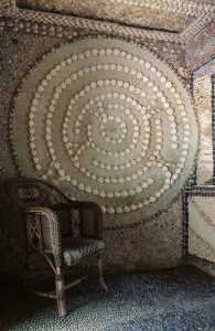 Blott Kerr-Wilson, 'Belcombe Shell Folly', interior detail view with chair