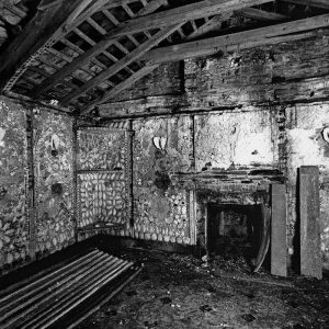 Blott Kerr-Wilson, 'Cilwendig', black and white interior view before restoration