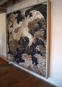 wall detail of Asses Ears, Mussel shells