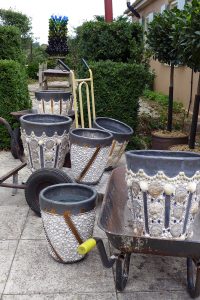 Shelled pots in the studio