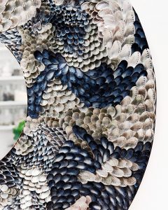 20th may 2014 - 120cm diameter - edible and pheasant mussels, abalone and asses ears.